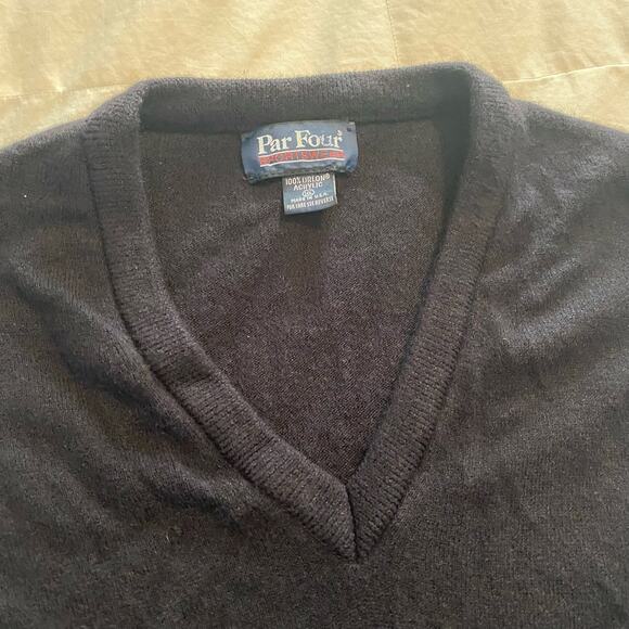 Vintage Sweater Vest XL Black Made in USA Orlon Acrylic Par Four - Picture 5 of 11